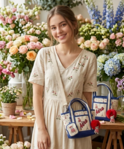 Bolso Tote de Lona Aéropostale Estilo Parisino con Estampado de Bulldog Francés y Llaveros